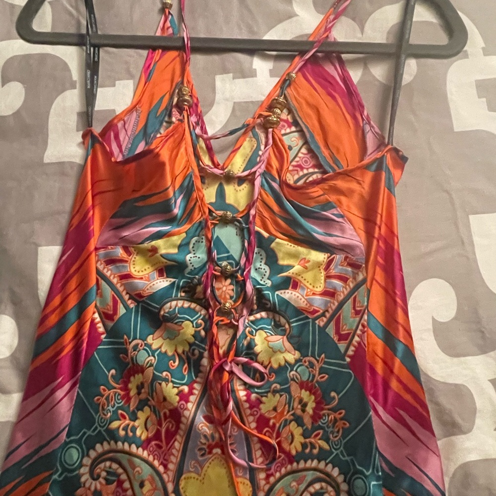 Marciano Multicolor Paisley Maxi Dress - Orange, Pink, Yellow, Blue - Picture 4 of 5